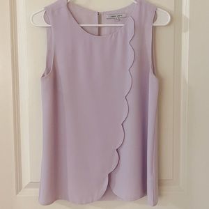 Naked Zebra lavender scallop front tank top, size small